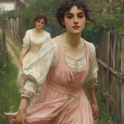 19th Century Young Women Oil-Painting