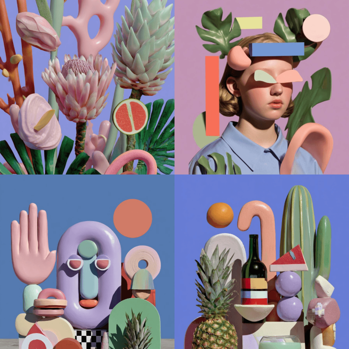 3D Abstract Pastel Still Life & Geometric Portrait Art