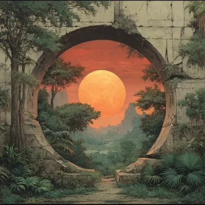 Giger Jungle Sunset Painting