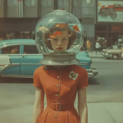 Aquarium-Headed Woman Portrait