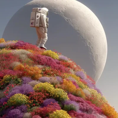 Astronaut on Floral Planet