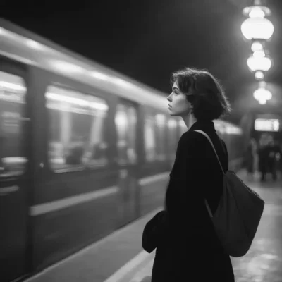 Black and White Subway Portrait