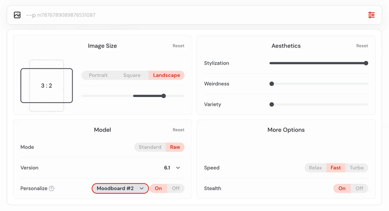 custom your Moodboard on Midjourney