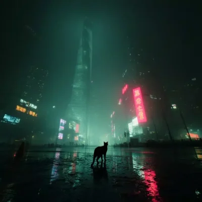 Cinematic Cat in Cyberpunk