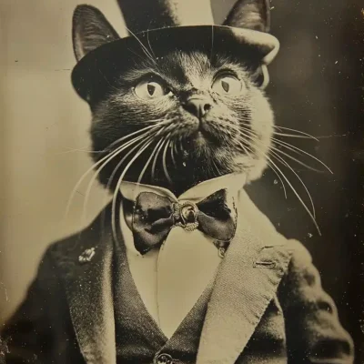 Dapper Cat in Retro Photography
