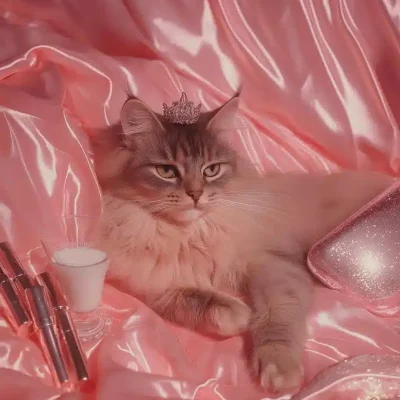 Glamorous Cat In Pastels