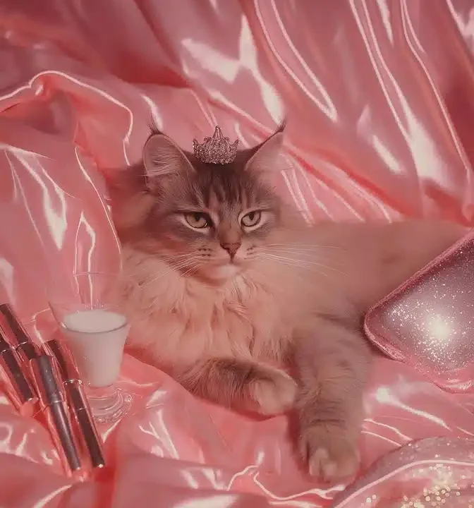 Glamorous Cat In Pastels