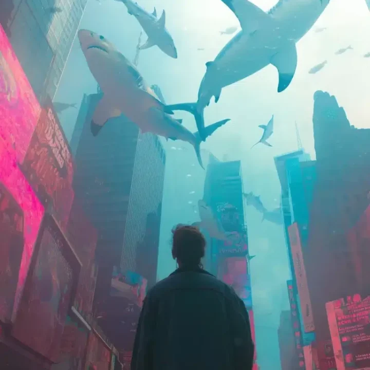 Hyper-Realistic Sharks in Times Square