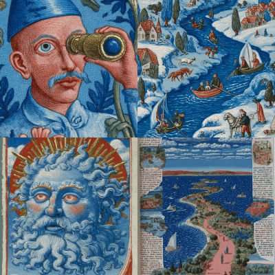 Medieval Manuscript Style Blue Illuminations