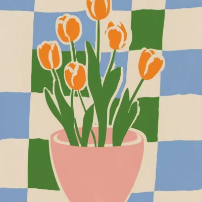 Minimalist Tulips in Pot