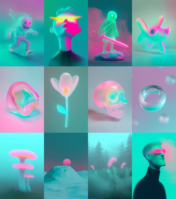 Neon-Colored Futuristic Figures