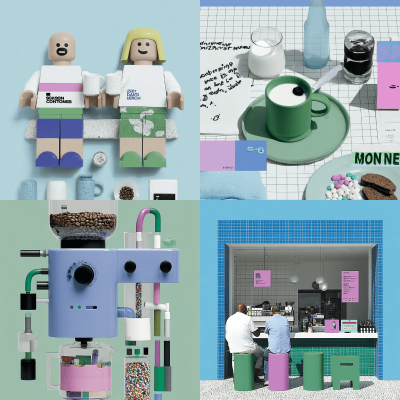 Pastel Aesthetic Coffee Shop & Minimalist LEGO-Inspired Art