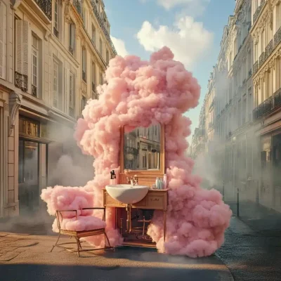 Realistic Pink Cloud Sink