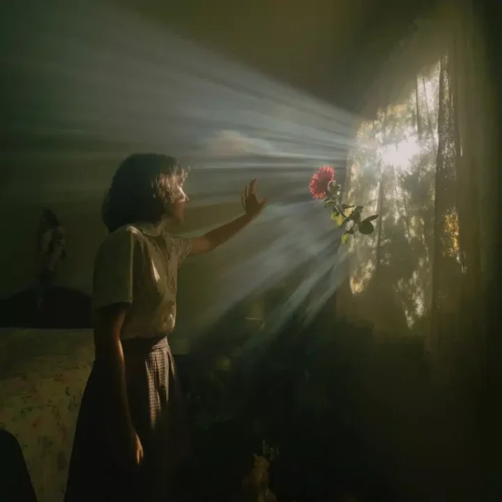 Surprised Girl with Flower