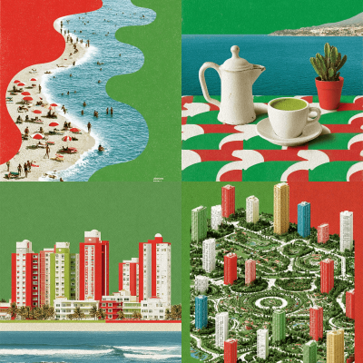 Vibrant Retro Beach & City Collage Art