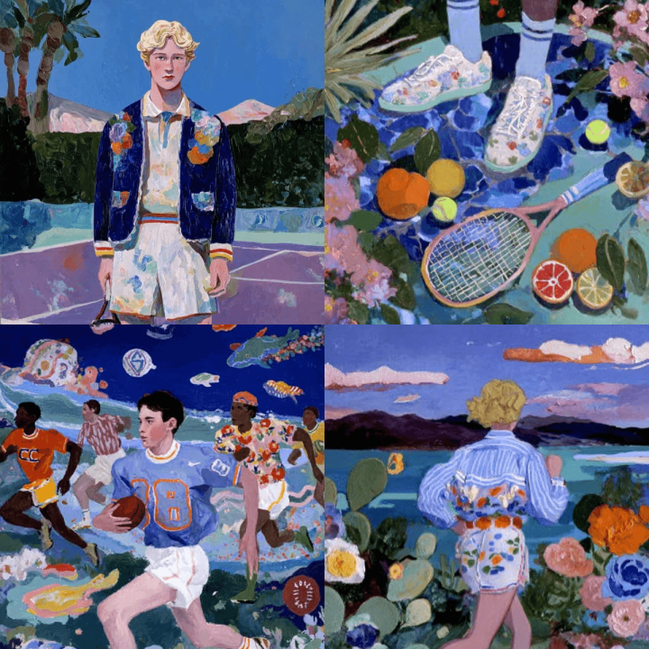 Vibrant Sporty Lifestyle Oil Paintings