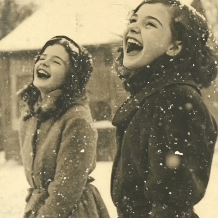 Vintage Christmas Snowfall Portrait