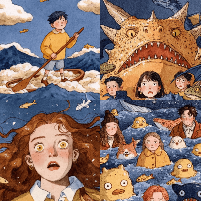 Whimsical Watercolor Fantasy Adventure Illustration Series